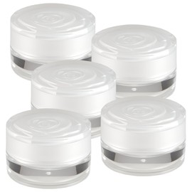5 x 15 ml Designer Gel Jars (Empty) Pearl White with Rose Pattern