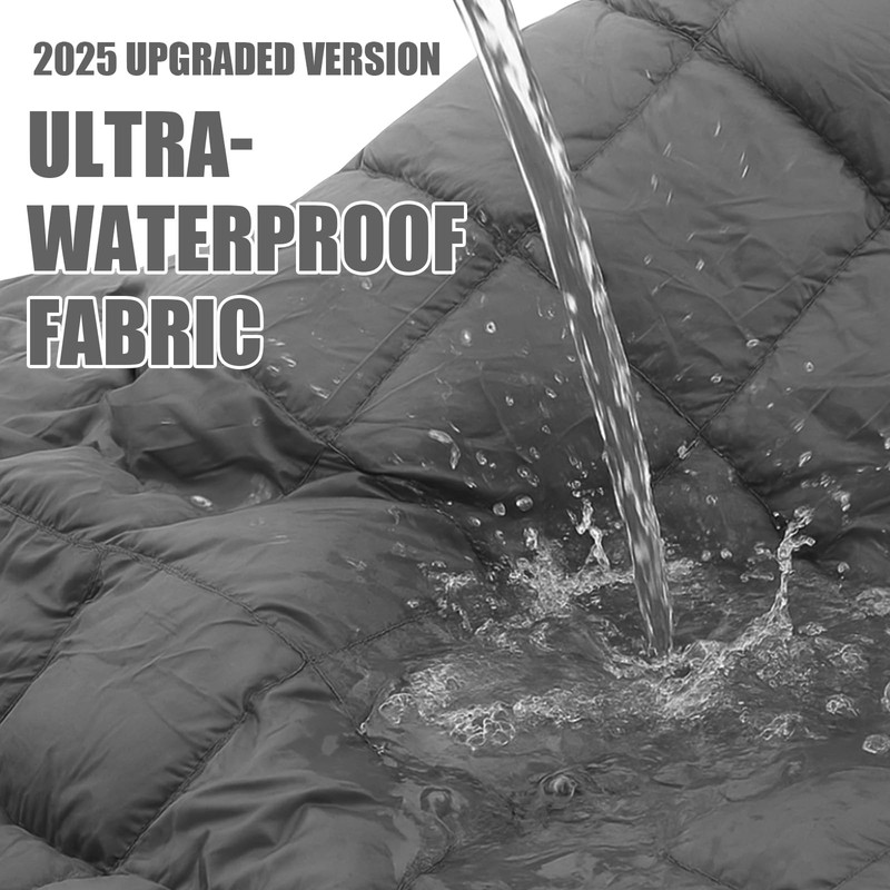 HunnmingRe Upgraded Hooded Down Camping Blanket Waterproof 650 Fill Puffy