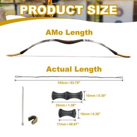 PATIKIL 162cm Bow String Replacement, Archery Bowstrings Accessories 12 Strands Bowstring with Finger Guard & 2 Brass Nock Points for Traditional Recurve Longbow, Black