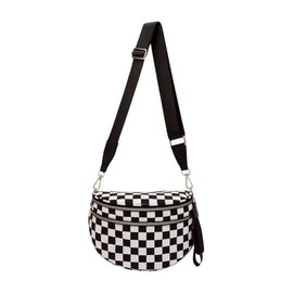 Crossbody Bum Bag, Spacious Design for Essentials Plus Size Friendly Strap 55" Crossbody Sling Bag for Women  Cross Body Travel Shoulder Handbags Lady Chest Purses Light Sling Backpack:_Beige Checkered