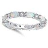 Clear CZ Oval White Simulated Opal Ring Sterling Silver Stackable