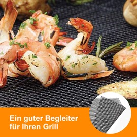 Non-Stick Grill Mat, 3-Piece Grill Mesh Mat Set, 42 x 36 cm, Non-Stick Grill Net, Reusable, Grill Mats for Charcoal, BBQ Grill Mat for Vegetables, Cooking, Baking, Grilling and Baking