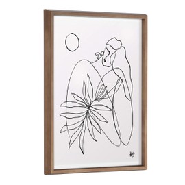 Kate and Laurel Blake Summer Lines 7 Framed Printed Glass Wall Art by Maggie Stephenson, 18x24 Gold, Chic Line Drawing for Wall