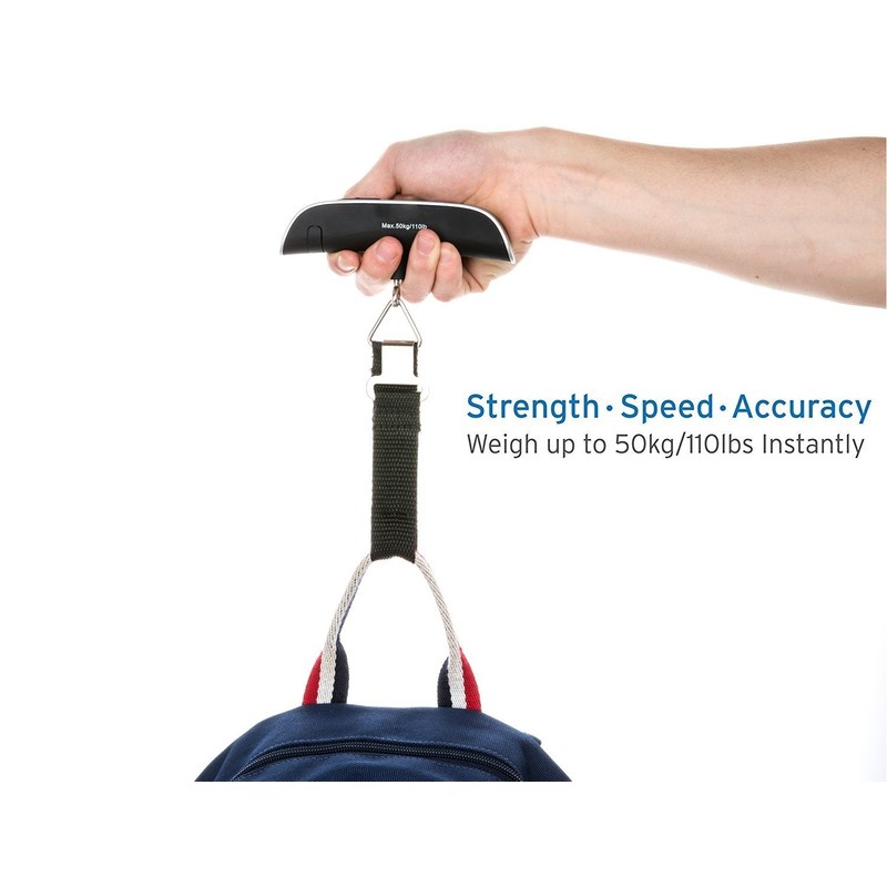 Digital Hanging Luggage Scale, Rubber Paint, Temperature Sensor, 110 Pounds,