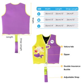 BEEWAY Swim Vest - Swim Jacket for Kids (3-6yrs) / Buoyancy Aid for Swimming with Removeable Floats and Safety Strap & Buckle