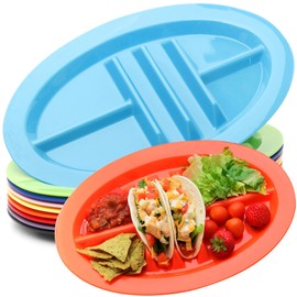 Youngever 9 Pack Plastic Taco Holder Plates, Reusable Taco Trays, Set of 9 in 9 Assorted Colors