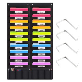 TNBRUA Wall Hanging Folder File Organiser Storage Compartment Chart File Folder Bag with 30 Pockets for Files Scrapbook Papers Magazine Organisation and 6 Pockets for Office School Home