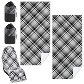 Hahafelt 2 Pack Car Seat Towel Covers with Storage Bag Seat Post Workout Sweat Washable Cover Non Slip for Car Towel for Dog Pet Workout Outdoor Sport Activities (Retro Plaid)
