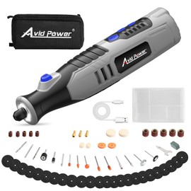 AVID POWER Cordless Rotary Tool 2.0 Ah 8V Rechargeable Rotary Tool, 4 Front LED Lights, 5 Speeds, 60 Pcs Rotary Accessories with Bag for Carving, Engraving, Sandng, Polishing and Cutting - Grey