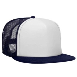OTTO CAP 132-1037 "OTTO SNAP" Unisex Cap Mesh Back Trucker Snapback Hat - Nvy/Wht/Nvy, OSFM - Adult