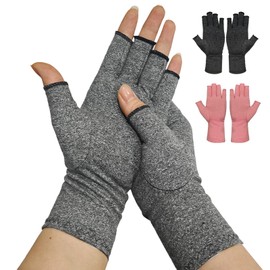 Impoditiongs Arthritis Gloves, Fingerless Gloves, lightgrey