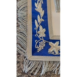 Masonic Past Master Silver Bullion Threads 100% Lambskin Apron -Hand Embroidered