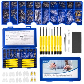 Upgraded All-in-One Magnetic Eyeglass Repair Tool Kit with Screws, Glasses Fixing Kit with Precision Screwdriver Set, Eyeglass Nose Pads and Tweezer for Travel, Gift, Christmas