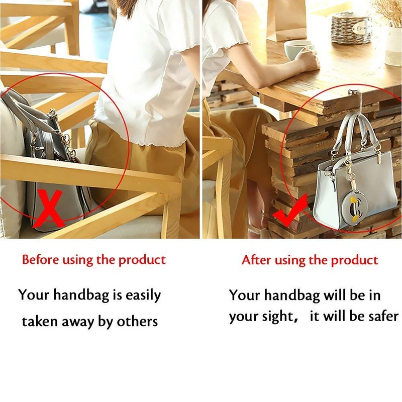 6 Pack Purse Hook Long Handbag Hanger for Table Desk,