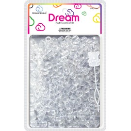 Dream World Hair Beads Round 12 MM Clear Color 200 Piece Pack