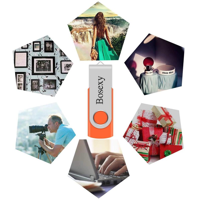 USB Flash Drive 2GB 5PCS, Bosexy Thumb Drive Swivel USB