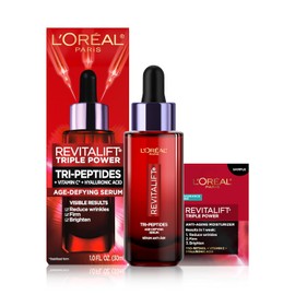 L'Oreal Paris Revitalift Triple Power Suero Facial Desafiante de la Edad, Suero Anti Envejecimiento con 3 Beneficios en 1, Reduce las Arrugas, Reafirma e Ilumina la Piel, Incluye Muestra