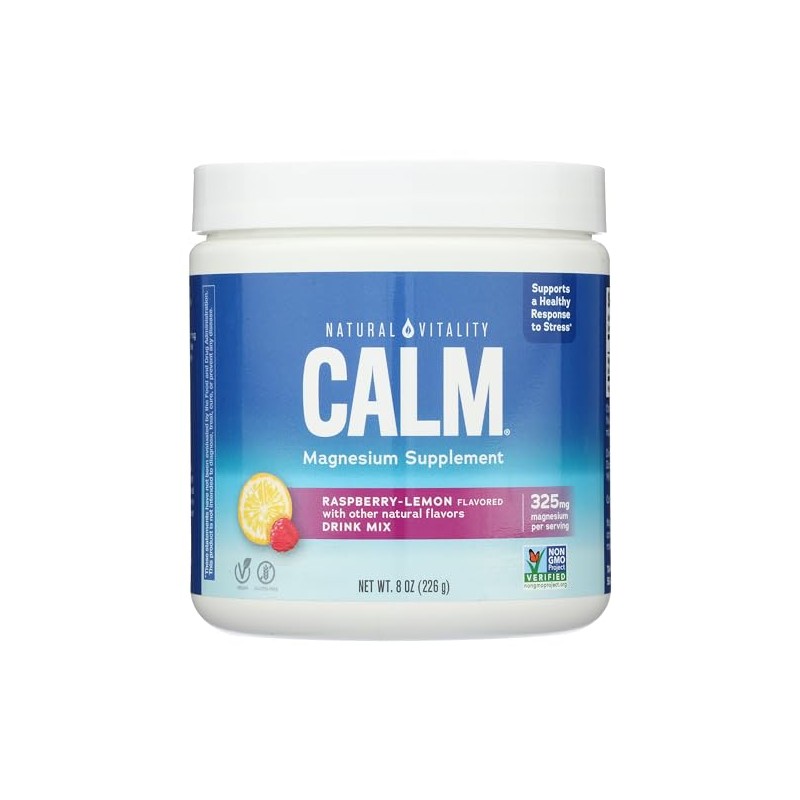 NATURAL VITALITY Raspberry Lemon Calm Magnesium Drink Mix, 8 OZ