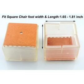 Maydahui 12PCS Square Chair Leg Floor Protectors Silicone Caps Rubber Covers (Size 1-5/8 to 1-4/5 Inches) for Hardwood Outdoors Indoors Furniture Quadrate Feet Pads