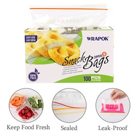 WRAPOK Small Freezer Bags Ziplock Sandwich Food Bags Reusable Snack Lunch Bag for School Kids - 6.3 x 4 Inch( 100 Count)