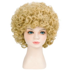 Unisex Blonde Wig 70s 80s Short Curly Hair for Girls & Boys Fluffy Synthetic Hair Stylish Costume Wig for Cosplay Party & Everyday Wear (Blonde)