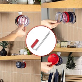 Horizontal Tumbler Lid Organizer, Stainless Steel Tumbler Lid Holder Under Cabinet Wall-Mounted Cup Lid Organizer, Space-Saving Tumbler Lid Holde for Kitchen Cabinets and Countertops Organization