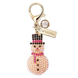 MONNEL MC478 Crystal Christmas Snowman Lobster Clasp Charm for Women with Velvet Bag (White,1 Piece)