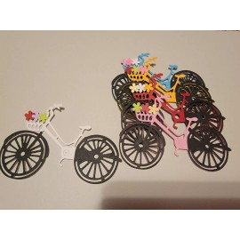 Unbranded 2 assorted Bicycles with flowers cardstock die cuts scrapbook cards