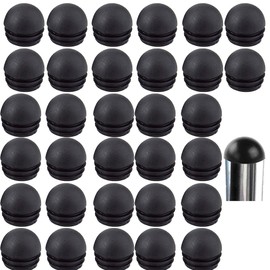 LEZED Pipe Plugs, Round End Cap, Tube Lamellar Plugs with Ball Head, Round Chair Plugs, Pipe Cover Made of Plastic, Round Pipe Plugs, Pipe Caps for Stools, Steel Tube Chairs, Pack of 32 (25 mm)