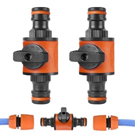 Succcuii Quick Release Shut-Off Valve 2 Pack Hose Pipe Connector, In-Line Double Tap Connector for Garden Hose Pipe, Fits for Hozelock Tap Connectors & Fittings