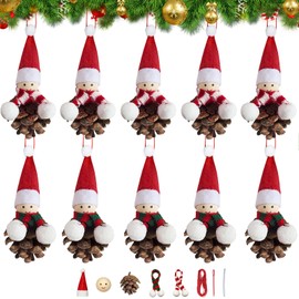 DONQL 10 Set Christmas Tree Decorations - Pine Cones Santa Claus Christmas Tree Ornaments Hanging Pendant, Christmas Crafts For Adults, Xmas Decorations,Christmas Decorations With Natural Pine Cones