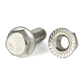 M6-1.0 x 16mm Flanged Hex Head Bolts Hexagon Screws with Serrated Flange Nuts, Fully Threaded, Stainless Steel 304, 20 Sets