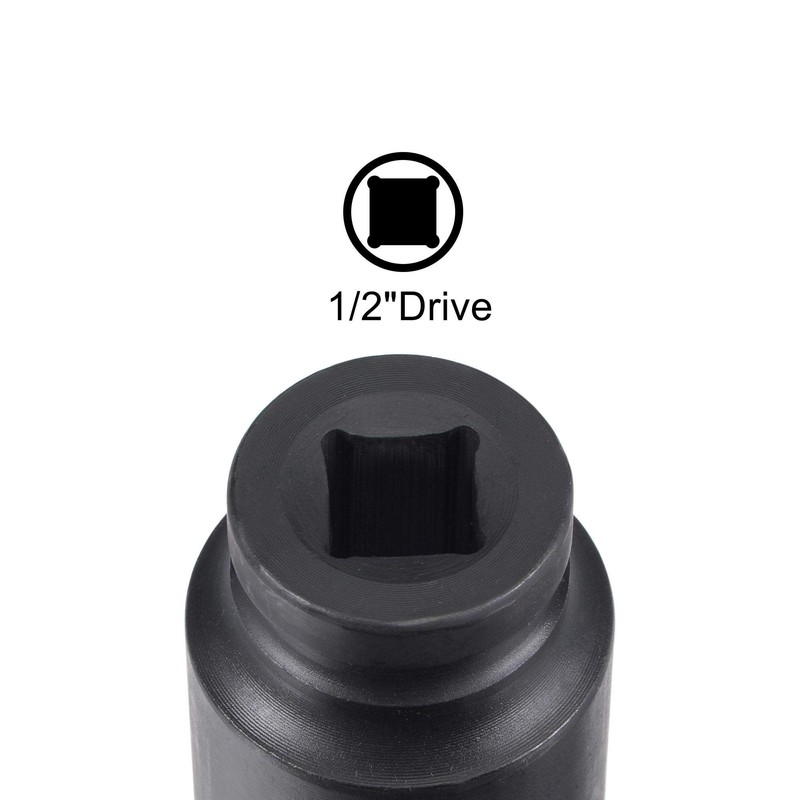 sourcing map 1/2-Inch Drive 28mm 12-Point Deep Impact Socket, CR-MO