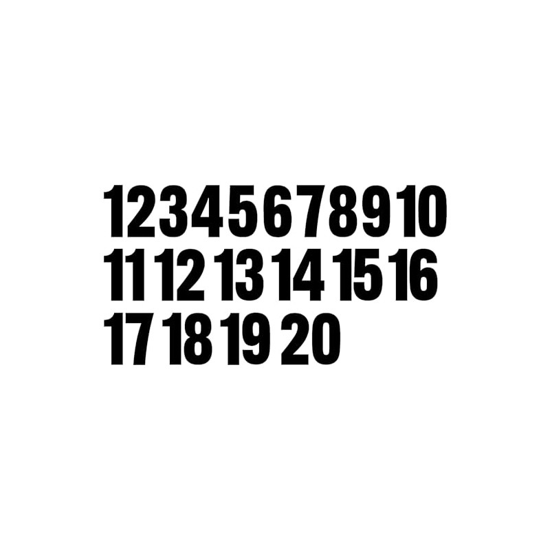 1-20 Black Number Vinyl Decals - Choose Size From 1"