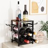 KLM Wine Rack Countertop, 6 Bottle 4 Glass Holder, Modern