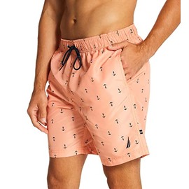 Nautica 8" Anchor Print Swim Shorts Guava Punch 2XL