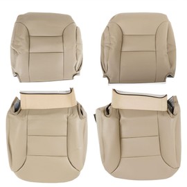 munirater 4Pcs Tan Front Bottom Top Leather Seat Cover Replacement for 1995-1999 Tahoe Suburban Silverado Sierra Yukon