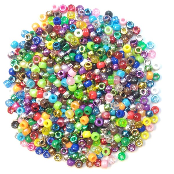 arkCRAFT 4-in-1 Assorted Pearlised/Glitter/Metallic/Bright Pony Beads PK-1000 (4 in 1)
