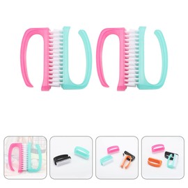 Healvian 4pcs Nail Cleaning Brush Wear-resistant Fingernail Scrub Tools Bent Handle Design for Easy Storage for Manicure Dust Removal and Nail Art Cleaning