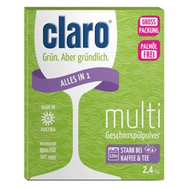 claro Multi Alles-in-1 Dishwasher Powder, Dishwashing Powder, Phosphate-Free, Vegan, Ecolabel, Environmentally Friendly, Palm Oil Free, Bulk Pack, Economy Pack with 120 Washes