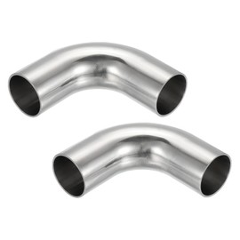 PATIKIL 2pcs 90 Degree Mandrel Bend Elbow 32mm OD Steel Exhaust Elbow Exhaust Pipe Connector 304 Stainless Steel Exhaust Pipe Stair Handrail for HVAC