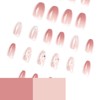 LONEOURS 24pcs French Almendra Nails, Acrílico, Cobertura completa, Uñas Falsas,