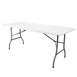 Elama 6 Foot Folding Table in White Plastic, Folding Table, Portable Long Foldable Tables, Indoor Outdoor Picnic Camping Fold Table, 6 Foot Party Table (6' Table)