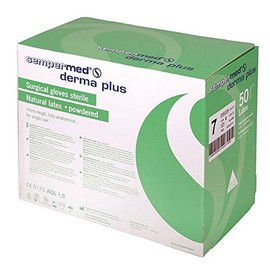 Sempermed 07075 Derma Plus Surgical Gloves, Medium 7.5 (Pack of 50)