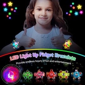 TGIQROVE 30 Packs LED Light Up Bracelets,Glow in the Dark Party Favors, LED Light Fidget Spinner Bracelets for Kids, Birthday Party Gifts, Classroom Prizes, Goodie Bag Stuffers for Boy Girls (30)