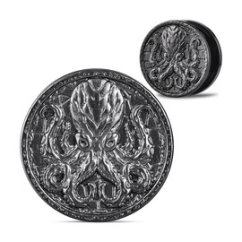 ERKUOO 2PCS Octopuses Ear Gauges Piercing Screw Fit Tunnels Ear Plugs Expander Hangers Earrings Jewelry 0g(8mm)