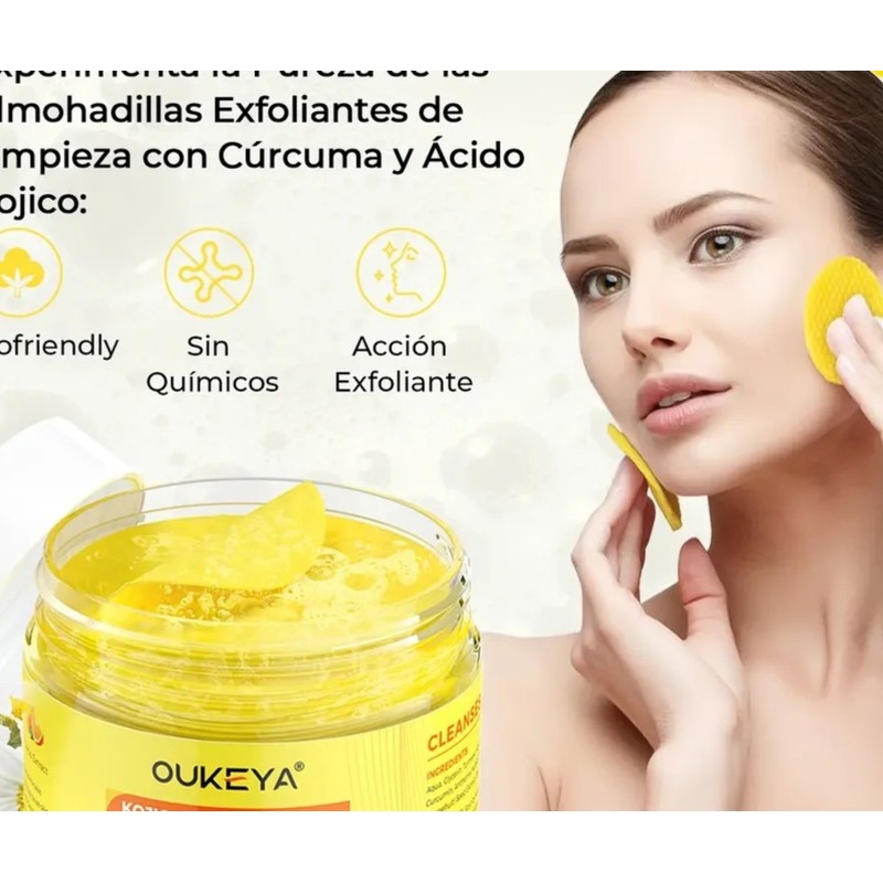 Aclarante Manchas Poros Acné Grasa Pads Cúrcuma Kójico 50pz