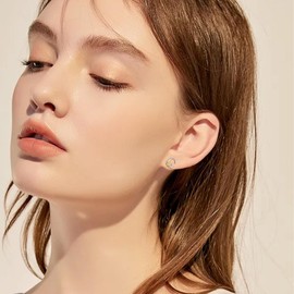 Sterling Silver Initial Alphabet Letter Script Name Earrings Sunflower Initial Studs for Women Girls (Initial G)