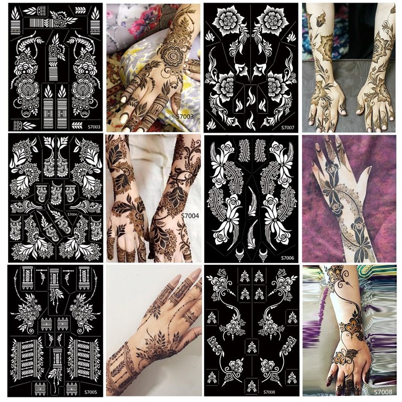 XMASIR 10 Sheets Tattoo Stencils 20 Pcs Arm Hand Tattoo