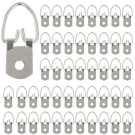 Waziaqoc 100 Pcs D Ring Picture Hangers with Screws, Single Hole Heavy Duty Metal Hanging Hardware for Mirror Clock Paintings Artwork Picture Frame
